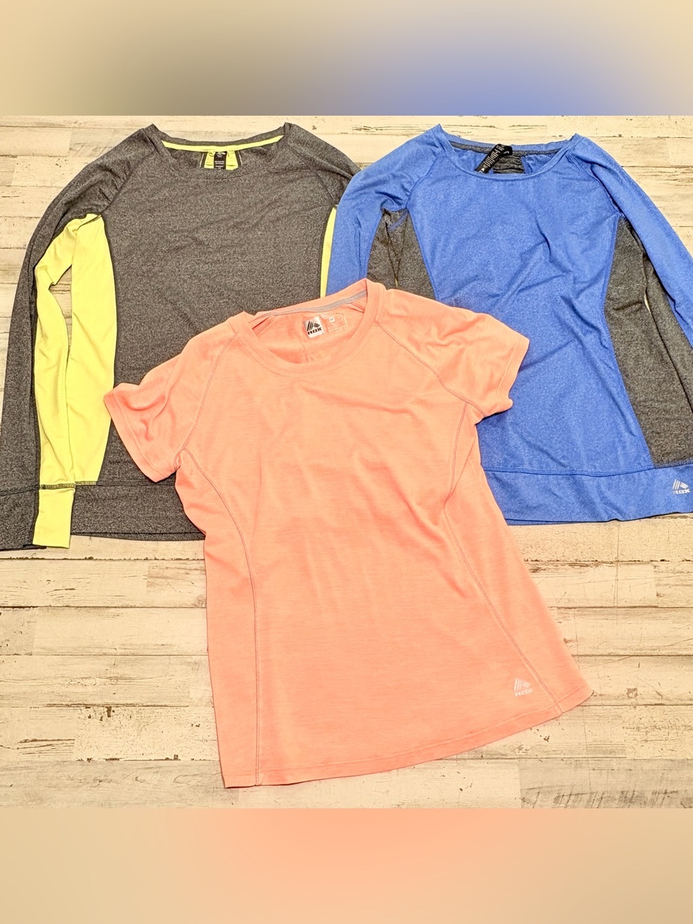 RBX Women's Active Wear Long Short Sleeve Shirts Yellow Blue Orange Size Medium